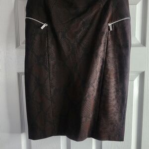 Karen Millen Dark Brown Pencil Skirt with Zipper Details
